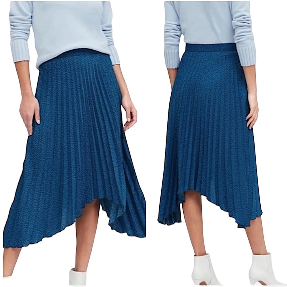 BANANA REPUBLIC: High- Low Pleated Cheetah Leopard Print Silk Skirt - Size 4